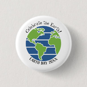 Earth Day Blue Green Globe Map Planet 1 Inch Round Button