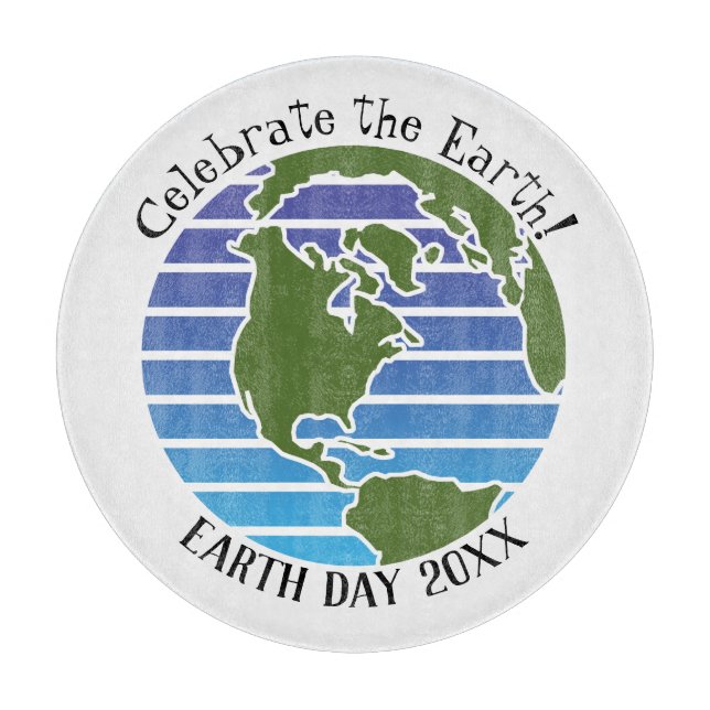 Earth Day Blue Green Globe Map Planet Cutting Board (Front)
