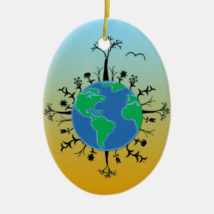 Earth Day Ceramic Ornament