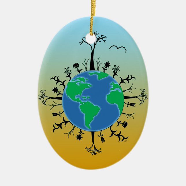 Earth Day Ceramic Ornament (Front)