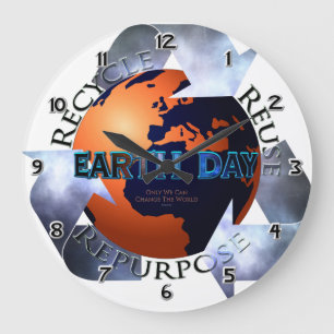 Earth Day Change The World Large Clock