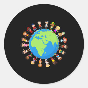 Earth Day Children Around The World Environmentali Classic Round Sticker