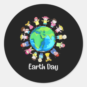Earth Day Children Around The World Planet Save  Classic Round Sticker
