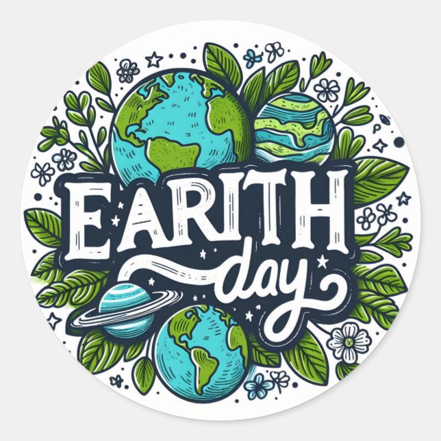 Earth Day  Classic Round Sticker (Front)