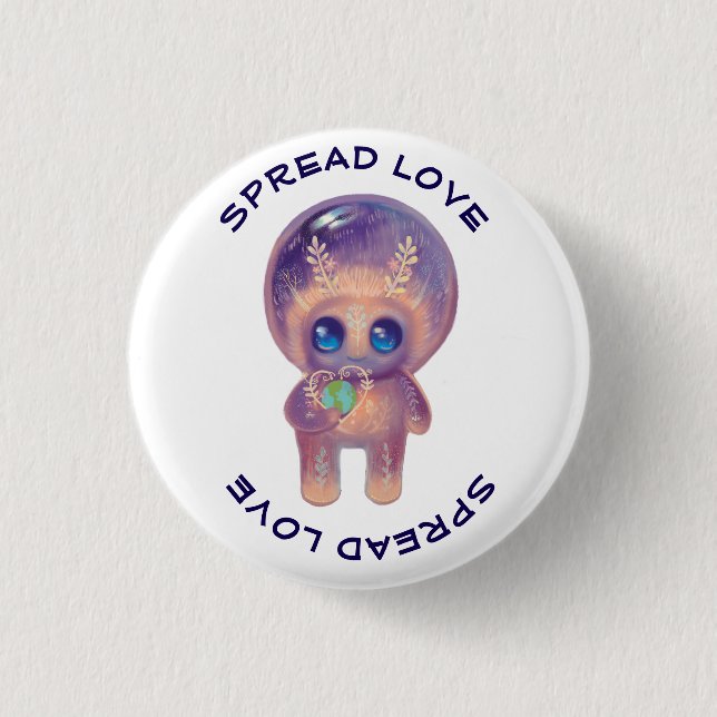Earth day cosmic character 1 inch round button (Front)