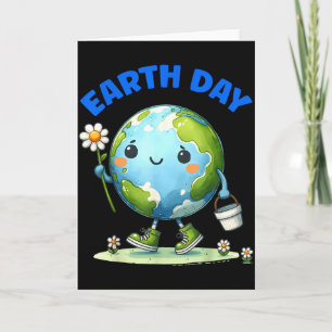 Earth Day Cute Earth With Sunflower Earth Day 2025 Card