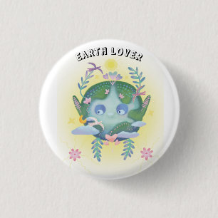 Earth day cute planet 1 inch round button