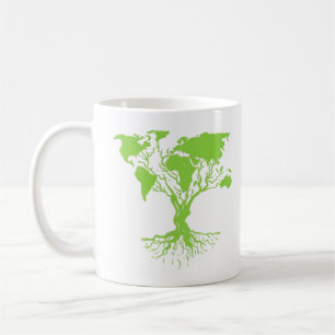 Earth Day Cute World Map Tree Pro Environment Pla Coffee Mug
