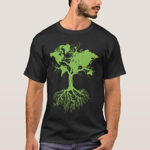 Earth Day  Cute World Map Tree Pro Environment Pla T-Shirt