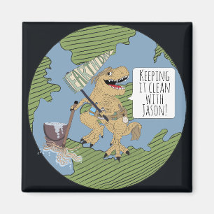 Earth Day Dino Cleaning Magnet