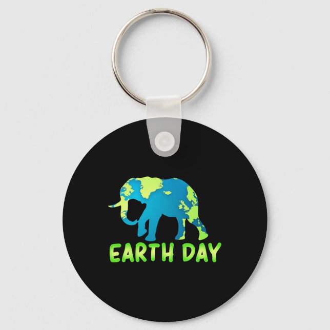 Earth Day Elephant For Kids  Keychain (Front)