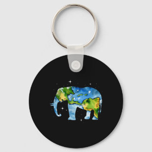 Earth Day Elephant Planet Art Save The Planet Keychain