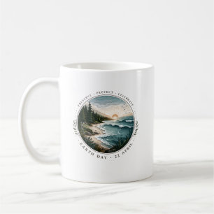 Earth Day Emblem – Nature Landscape Circle Design Coffee Mug