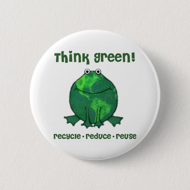 Earth Day Environmental Frog 2 Inch Round Button (Front)