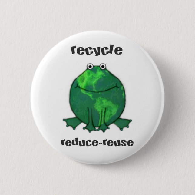 Earth Day Environmental Frog 2 Inch Round Button (Front)