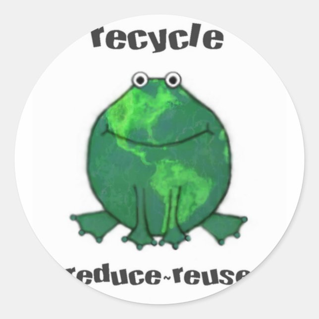 Earth Day Environmental Frog Classic Round Sticker (Front)