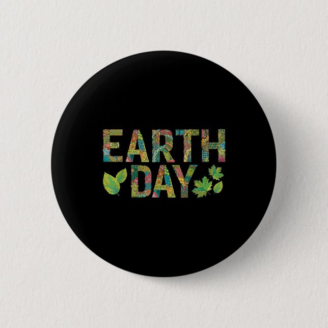 Earth Day Environmental Protection Save Tree &amp; 2 Inch Round Button (Front)