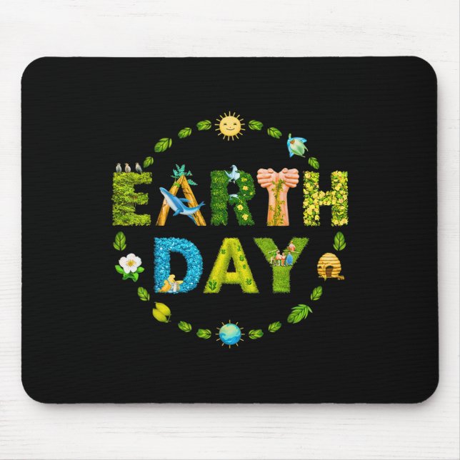 Earth Day Environmental Protection Save Tree &amp; Mouse Pad (Front)
