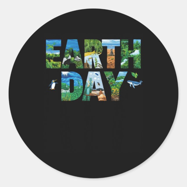 Earth Day Environmental Protection Save Tree And A Classic Round Sticker (Front)