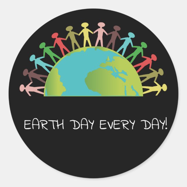 Earth Day Every Day Black Stickers (Front)