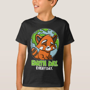 Earth Day Every Day Cute Planet And Red Panda T-Shirt
