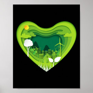 Earth Day Every Day Cutout Shadow Heart Save The P Poster
