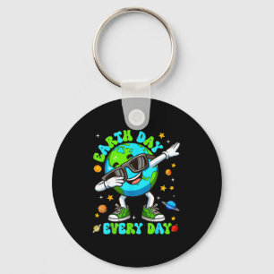 Earth day every day dabbing planet environment men keychain