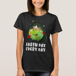 Earth Day Every Day Girl Hugging Globe Save The Pl T-Shirt
