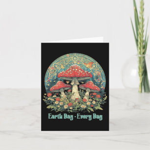 Earth Day Every Day Groovy Red Mushroom Arbor Day  Card