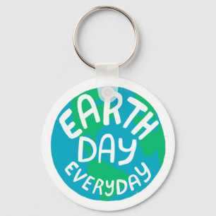EARTH DAY EVERY DAY Handlettered Planet  Keychain