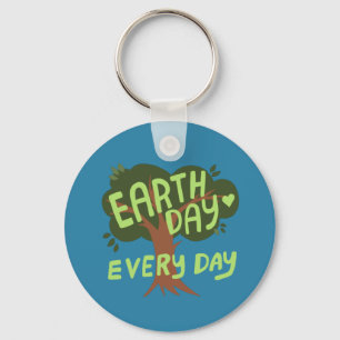 EARTH DAY EVERY DAY Handlettered Tree   Keychain