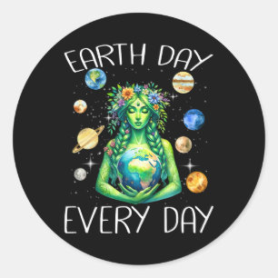 Earth Day Every Day Hippie Nature Gaia Greek Godde Classic Round Sticker