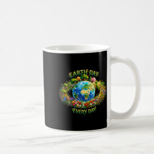 Earth day every day planet earth floral nature coffee mug