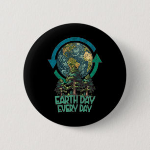 Earth Day Every Day Plant More Trees Arbor Day Vin 2 Inch Round Button