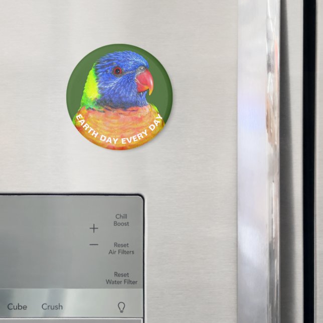 Earth Day Every Day Rainbow Lorikeet Parrot Photo Magnet (In Situ (Fridge))