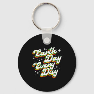Earth day every day retro environmental planet keychain