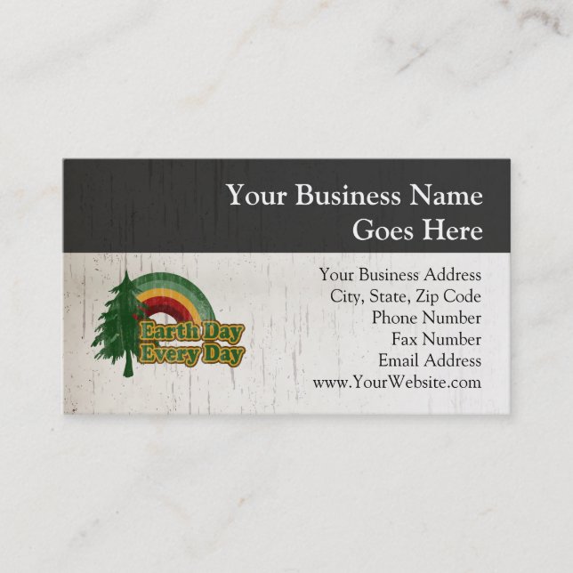 Earth Day Every Day, Retro Rainbow Business Card (Front)