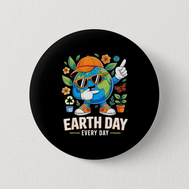 Earth day every day save the planet dabbing eco 2 inch round button (Front)
