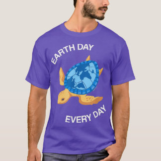 Earth Day Every Day Sea Turtle World Map Planet Gl T-Shirt