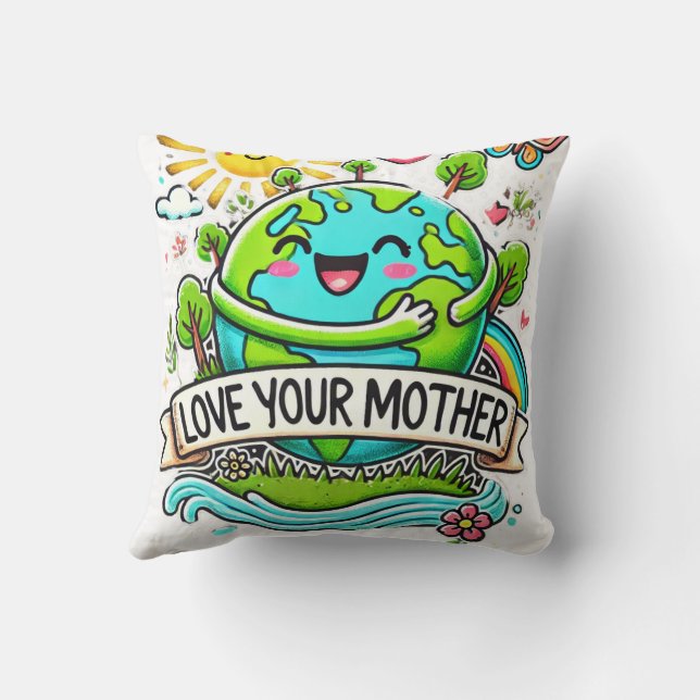Earth Day Every Day Throw Pillow (Back)