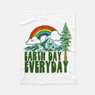 Earth Day Every Day! Vintage Rainbow Nature &amp;  Fleece Blanket