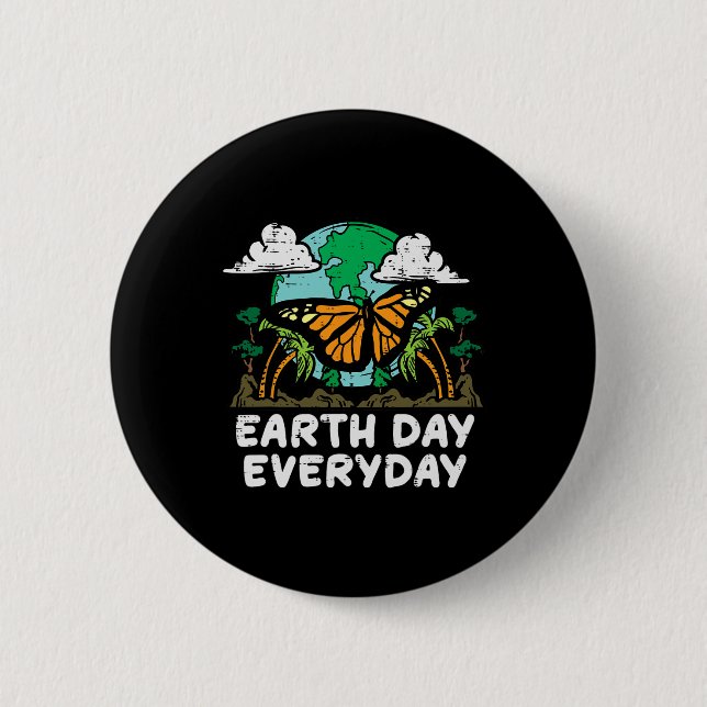 Earth Day Everyday Butterfly Cute Environment Men  2 Inch Round Button (Front)