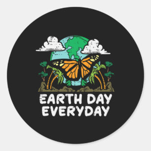 Earth Day Everyday Butterfly Cute Environment Men  Classic Round Sticker
