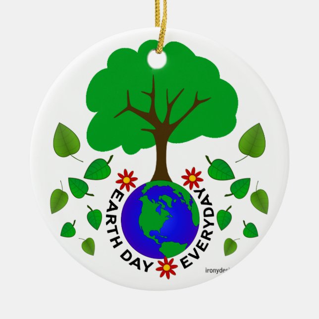 Earth Day Everyday Ceramic Ornament (Front)