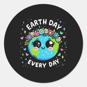 Earth Day Everyday Cute Planet Gift Kids Youth Tod Classic Round Sticker