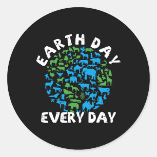 Earth Day Everyday Earth Animal Lovers  Classic Round Sticker
