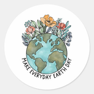 Earth Day Everyday Flower Planet Anniversary Women Classic Round Sticker