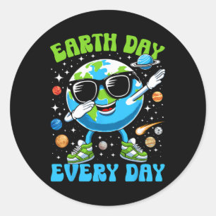 Earth Day Everyday Funny Dabbing Earth Boys Kids T Classic Round Sticker