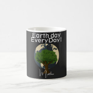 earth day everyday, go green, elegant art science  coffee mug