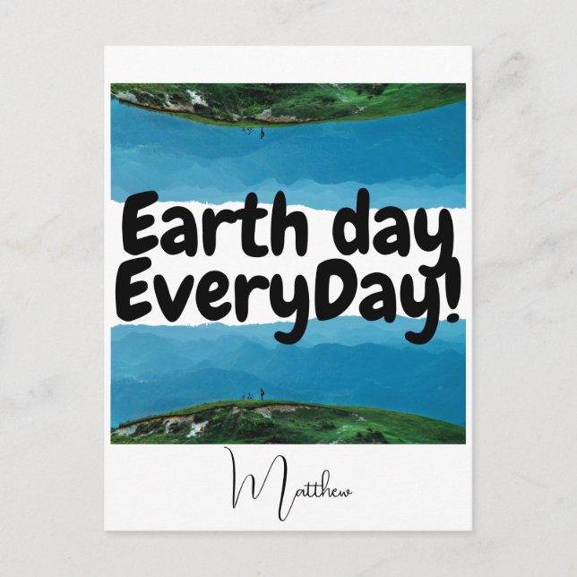 earth day everyday, go green, elegant art science  postcard (Front)